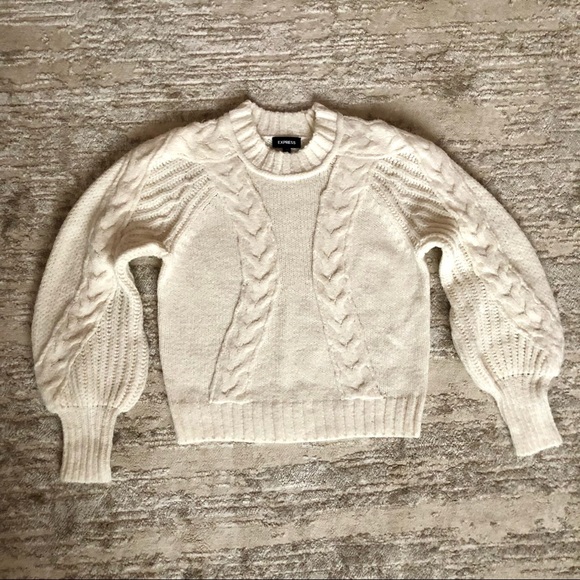 White Cable Knit Chunky Sweater by Express XS - Picture 2 of 9